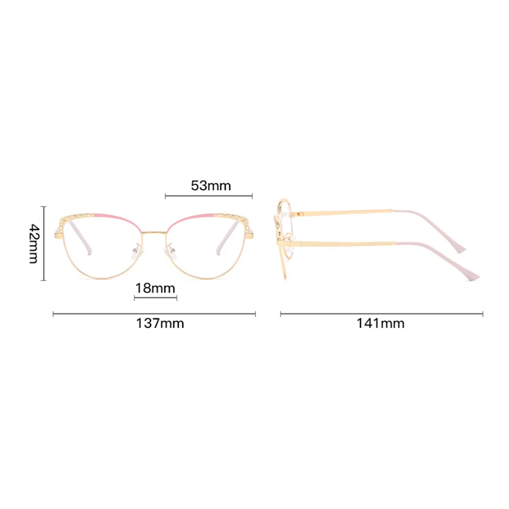 KLASSNUM Women's Glasses 2024 Cat Eye Anti Blue Light Glasses With Rhinestone Metal Frame Transparent Computer Glasses New In ﻿