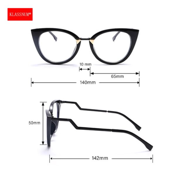 KLASSNUM Designer Cat Eye Glasses with Blue Light Filtering & Curve Temples - Image 6