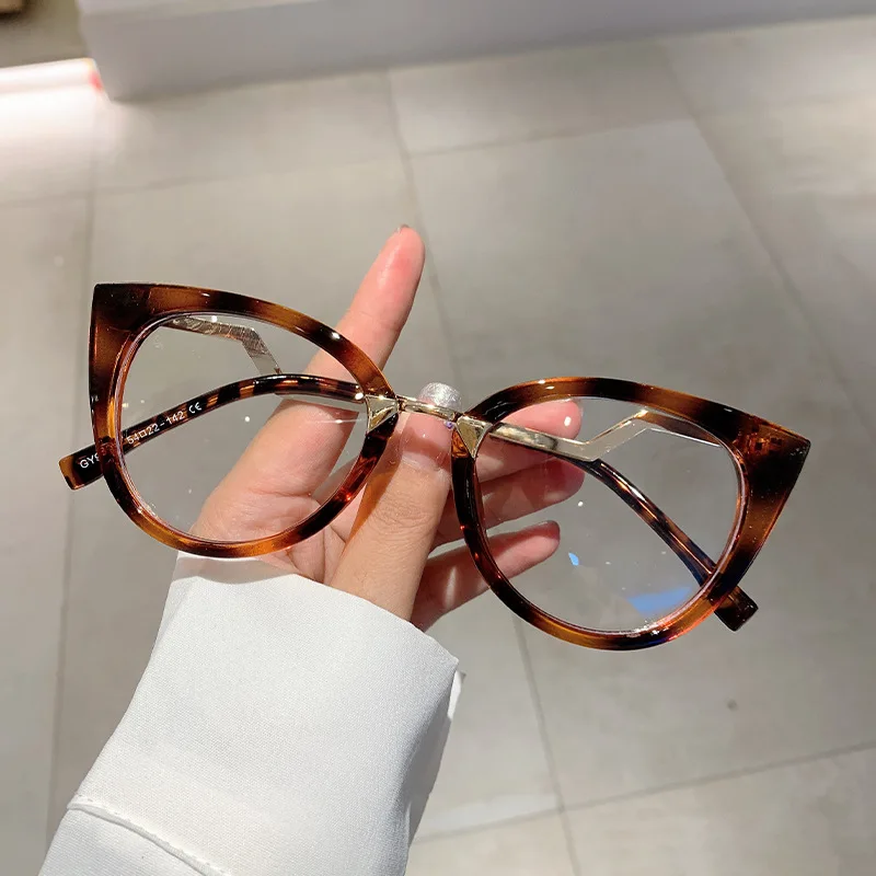 KLASSNUM Computer Glasses For Women Cat Eye Eyeglass Brand Design Blue Light Blocking Glasses Frame With Curve Temple 2024 New