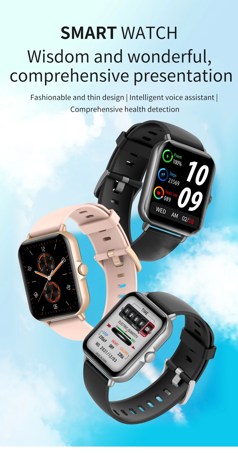 2024 2.01'' Smart Watch Bluetooth Call Play Music Smartwatch Fitness Clock Digital Sports Waterproof Watches for Men Women Phone