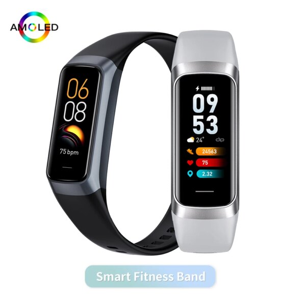 2024 1.1'' AMOLED Smartwatch – Body Temp, Fitness Tracker, Waterproof, for Men & Women