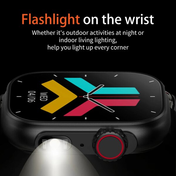 2.01" Smartwatch – Flashlight, Temperature Monitor, Bluetooth Calling & Fitness Tracking (2024) - Image 3