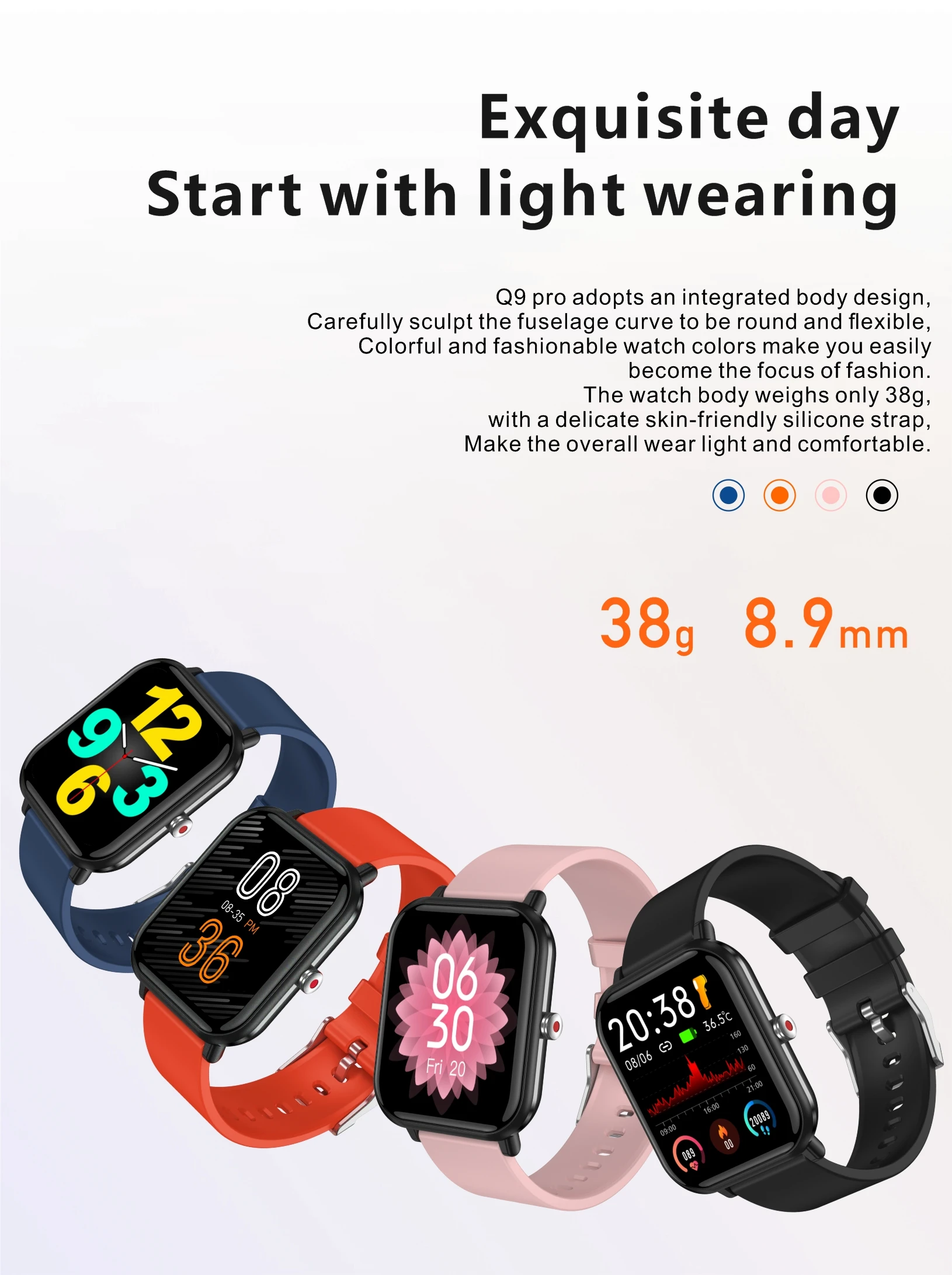 2023 Digital Smartwatch Body Temperature Monitor Fitness Sports Watches Bluetooth IP68 Waterproof Smart Watch for Android Phones