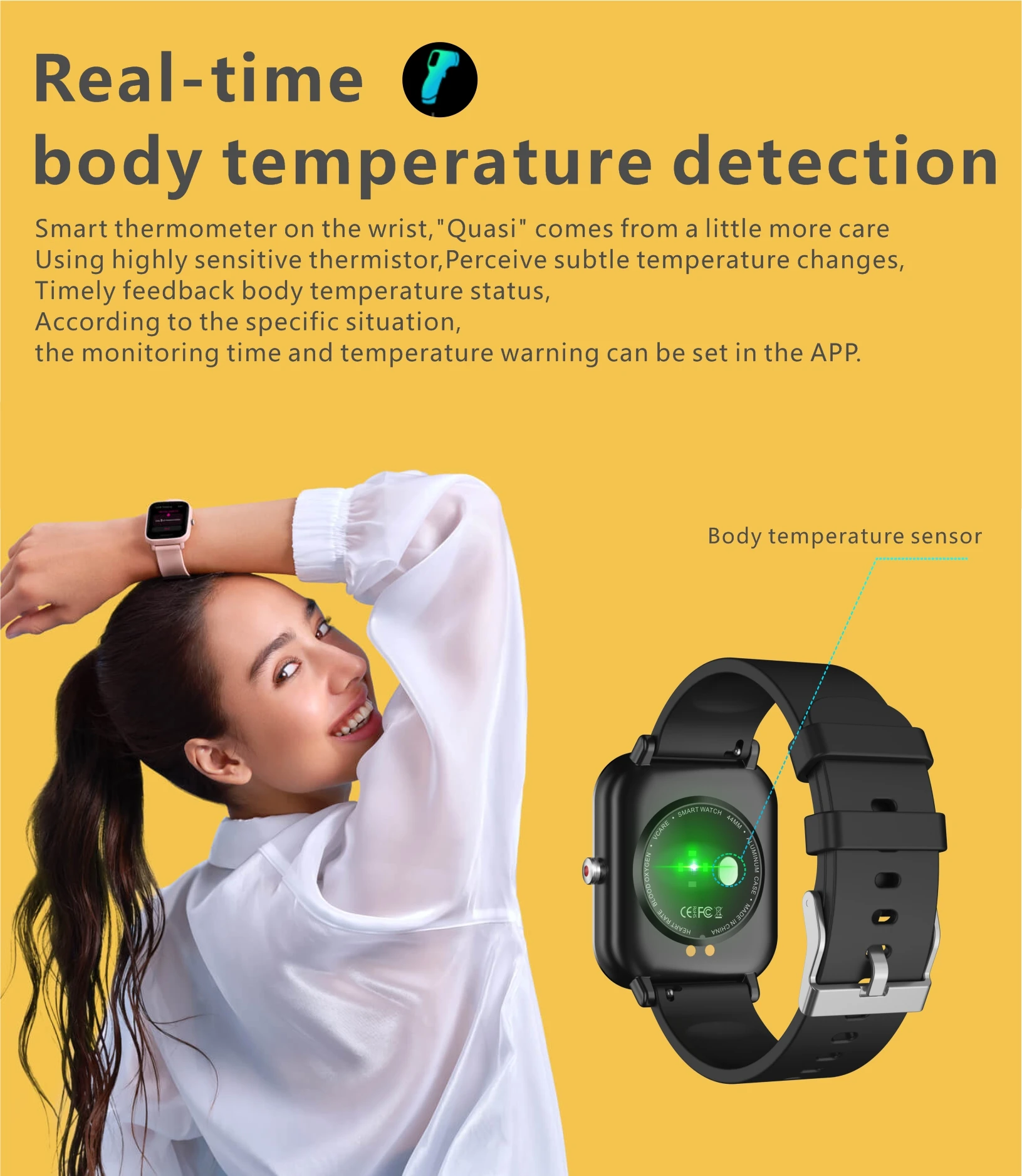 2023 Digital Smartwatch Body Temperature Monitor Fitness Sports Watches Bluetooth IP68 Waterproof Smart Watch for Android Phones