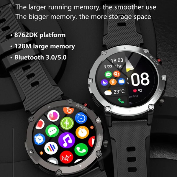 Military C21 Smartwatch – Bluetooth Call, 5ATM Waterproof, Fitness Tracker for iPhone & Android 2023 - Image 2