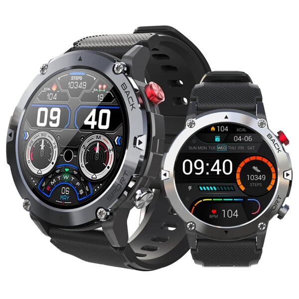 Military C21 Smartwatch – Bluetooth Call, 5ATM Waterproof, Fitness Tracker for iPhone & Android 2023