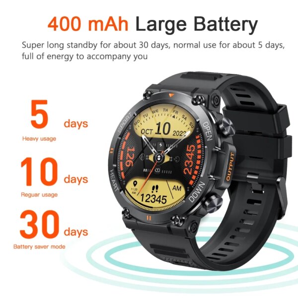 Military Men's Smart Watch 400mAh BT Calling Fitness Tracker Waterproof 2024 - Image 4