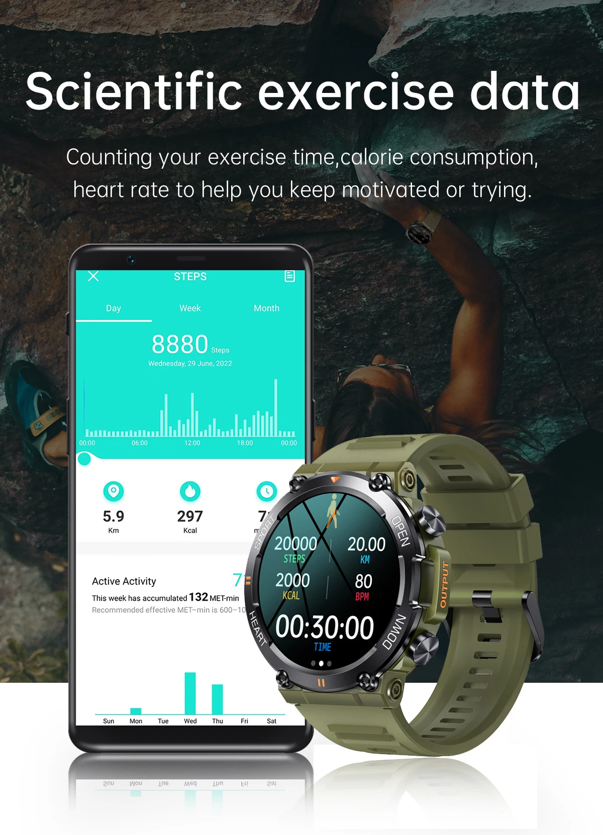 Military Men Smart Watch 400mAh BT HD Calling Music Fitness Tracker 100+ Dial Sport Waterproof Smartwatch for Android Phone 2024