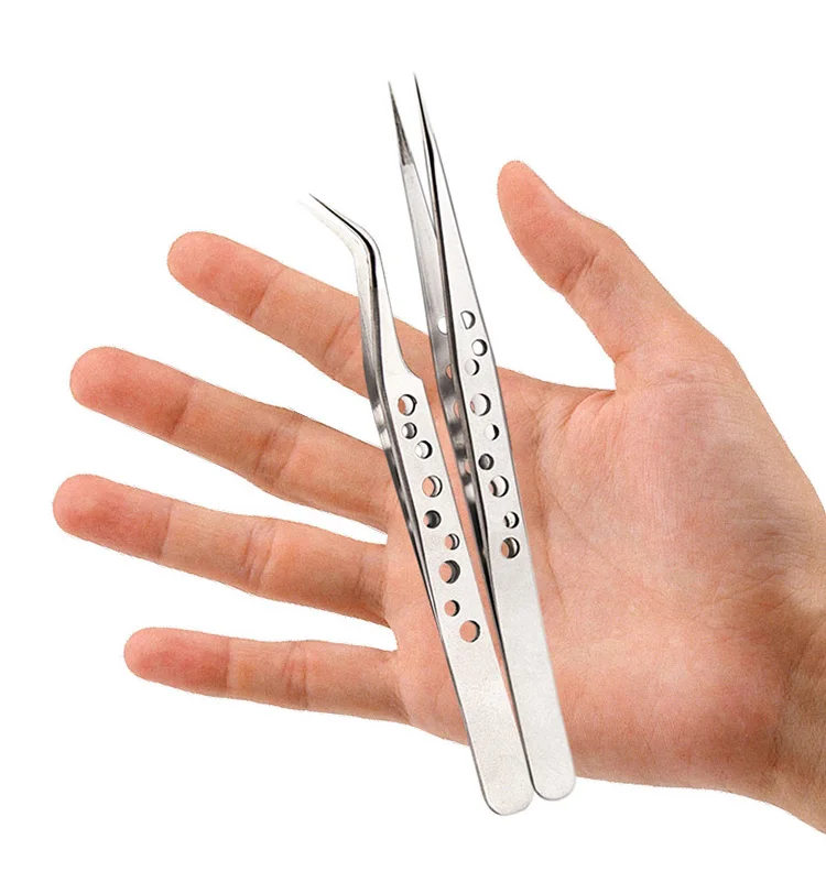 Electronics Industrial Tweezers Precision Anti-static Curved Straight Tip Stainless Forceps Phone Repair Hand Tool