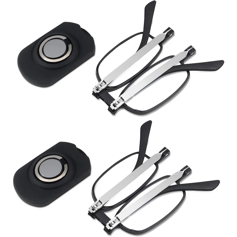 KLASSNUM Men Folding Reading Glasses Women Magnifying Glasses with Multifunctional Case Portable Presbyopia Glasses Diopter +2.5