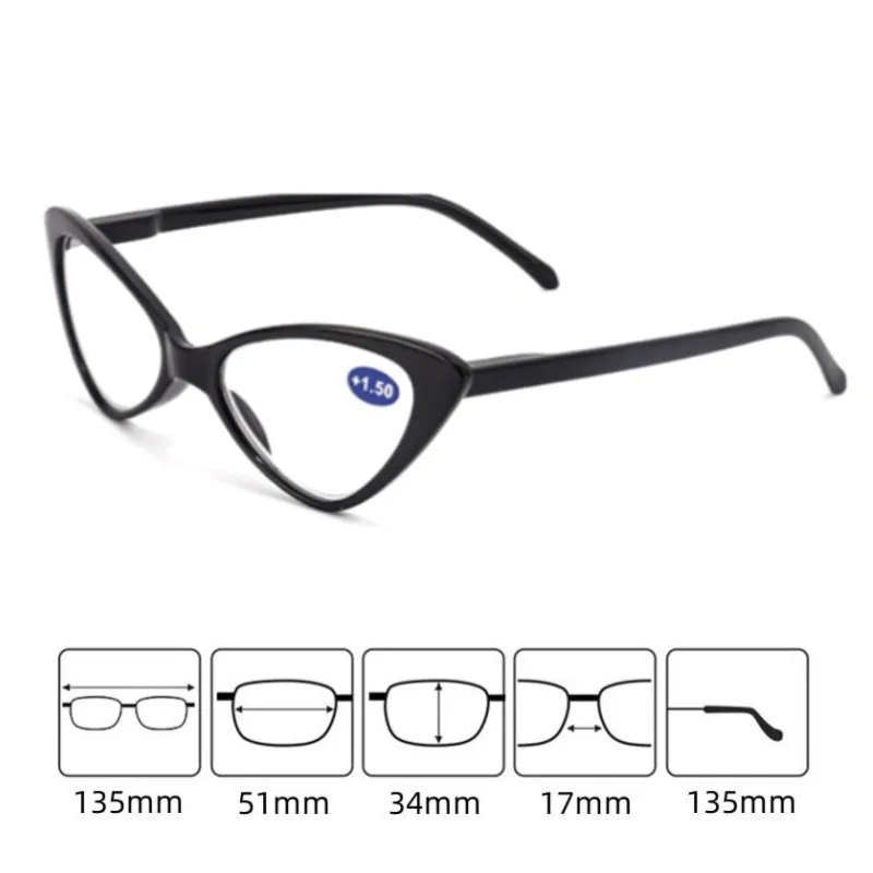 Women Cat Eye Reading Glasses Anti Blue Light  Magnifying Computer Glasses Clear Lens Black Leopard Frame Plus Reading Glasses