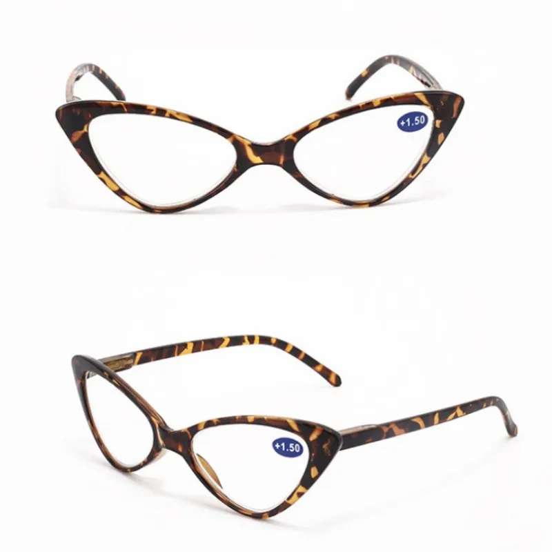 Women Cat Eye Reading Glasses Anti Blue Light  Magnifying Computer Glasses Clear Lens Black Leopard Frame Plus Reading Glasses