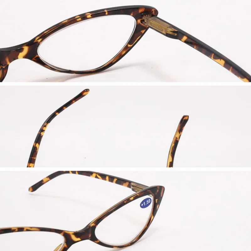 Women Cat Eye Reading Glasses Anti Blue Light  Magnifying Computer Glasses Clear Lens Black Leopard Frame Plus Reading Glasses