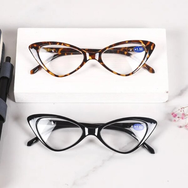 Women's Cat Eye Reading Glasses - Black Leopard Frame - Image 2