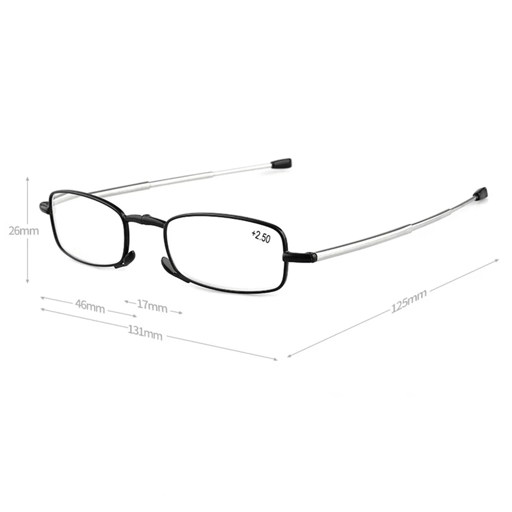 Folding Reading Glasses for Women Small Frame Metal Glasses With Original Box Portable Black Men Farsighted Glasses +1 to +4