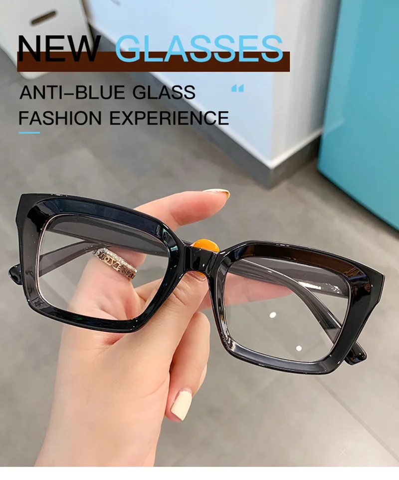 KLASSNUM Women Fashion Reading Glasses Oversized Square Large Frame Magnifing Glasses Presbyopia Eyeglasses Diopter +1.0~+3.5